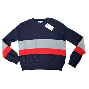 Harper Canyon Girls Navy Red Silver Metallic Knit Sweater Size Small 7/8 NWT